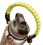 Paracord Hydro Flask Handle, Water Bottle Carrier with Safety Ring & Carabiner, Outdoor Sports Bike Water Bottle Holder for Hydro Flask Nalgene Camelbak & Wide Mouth Water Bottles 18oz – 64oz Green