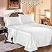 Honeymoon Luxury Satin Bed Sheet Set, Ultra Silky Soft, King - White