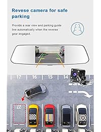 Cámara de copia de seguridad de 5 "Mirror Dash Cam Pantalla táctil Full HD 1080P CHORTAU Doble Dash Cam delantera y trasera con cámara de visión trasera impermeable con grabación de bucle y monitor de estacionamiento