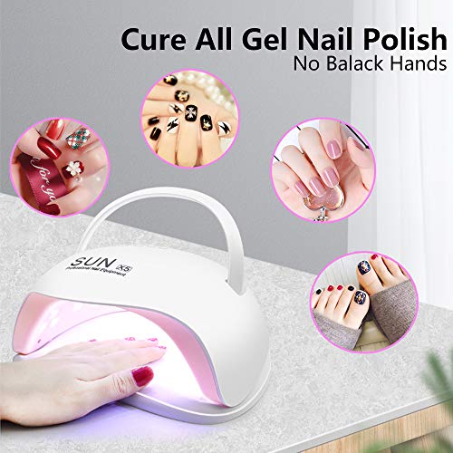 Gel UV LED Nail Lamp, 168W LED Nail Light for Gel Polish Nail Dryers with 4 Timers Professional Portable Gel Nail Polish Curing Lamps, Automatic Sensor UV Nail Light for Home and Salon