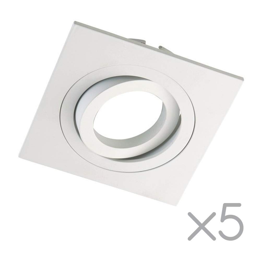 Wonderlamp Square Recessed Spotlight 5 unidades White