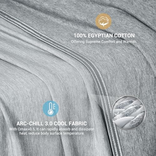 Elegear Cooling Blanket, Revolutionary Twin Size Summer Blanket, Absorbs Body Heat to Keep Cool on Hot Nights, Q-Max 0.4 Cooling Fiber,100% Cotton Blanket - Grey, 59"x79"