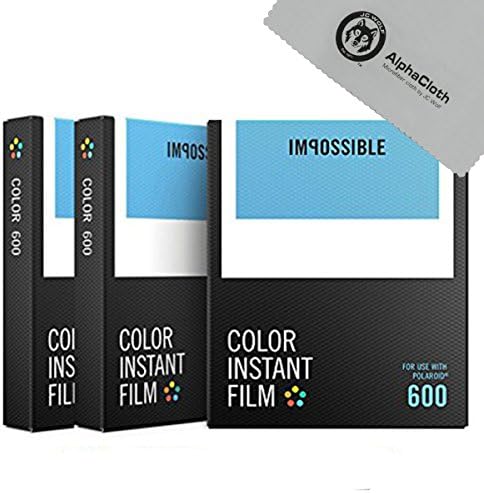 (3 PACK) Impossible Color Instant Film for 600 - White Frame, 24 Exposures + JC Wolf FiberCloth