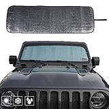 Front Windshield Sunshade Car Sun Shade Heat Shield JL Custom-fit Sunshade Sun Visor Mat for 2018 2019 Jeep Wrangler Rubicon Sahara JL 2/4 Doors