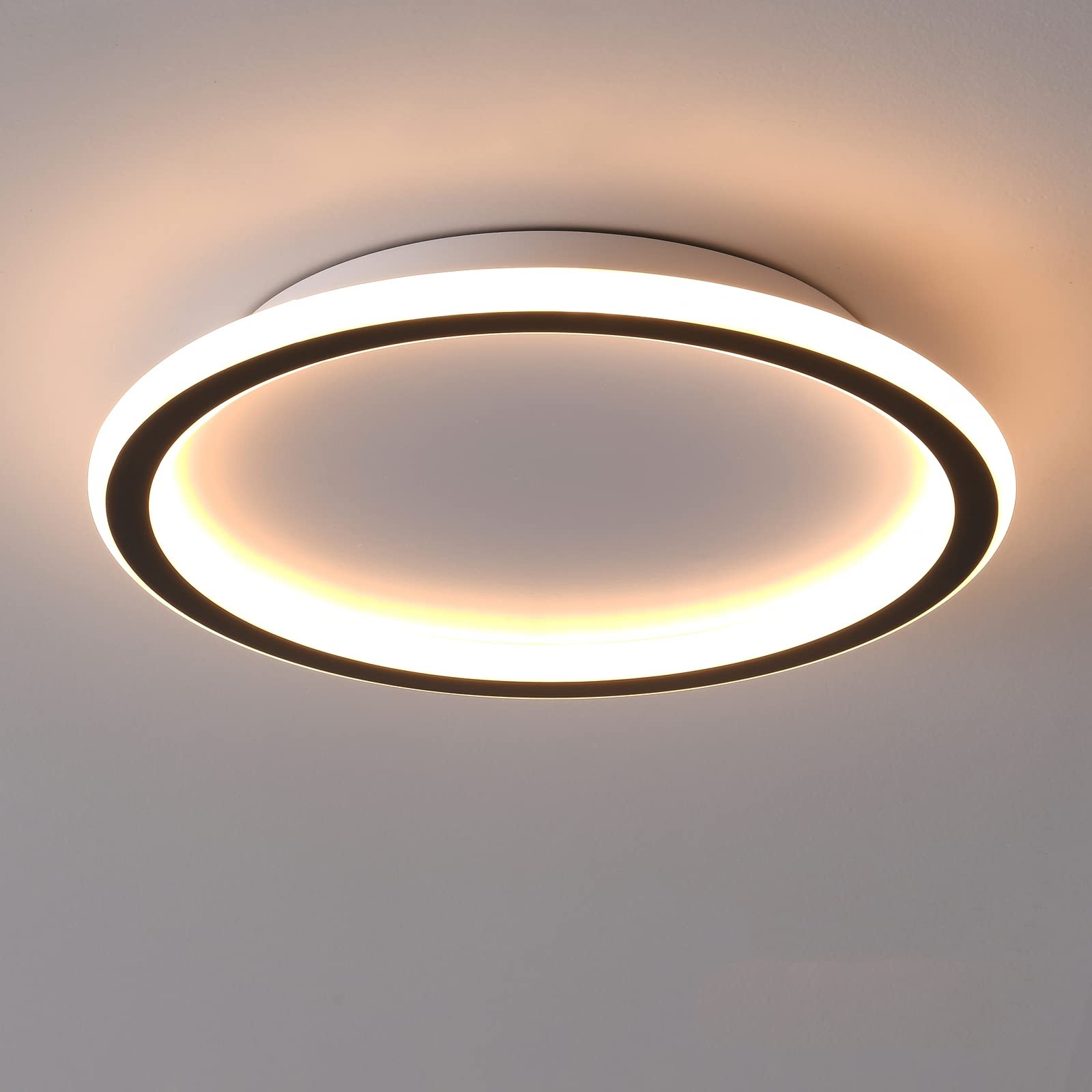 Schindora LED Ceiling Light,Flat 24W Warm White 3000K 2700 LM,Modern Ultra Thin Black Round Ceiling Lights Ø315mm for Lounge Living Room Kitchen Dining Room Hallway Home Office Outside Porch