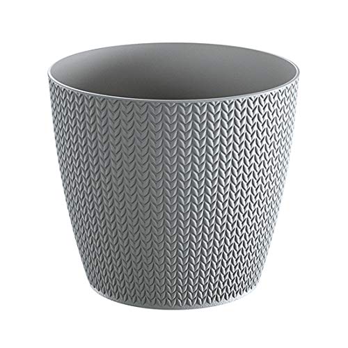 KAGM Blumentopf Übertopf Pflanztopf rund Kunststoff Pflanzkübel leichtes und beständiges Material sehr DEKORATIV Geflecht-Optik Ø 25,8cm Grau