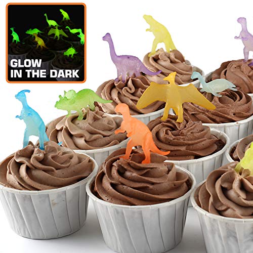 96 Piece Glow in Dark Mini Dinosaur Toy Set(24 Style), Plastic