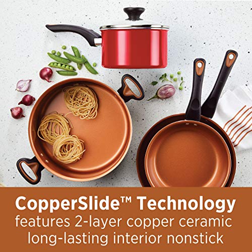 Farberware 10364 Glide Ceramic Nonstick Cookware Pots and Pans Set, 11