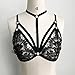 WM&MW Triangle Bra, Women Crop Bustier Top Floral Lace Bra Elastic Hollow Harness Shirt Choker (M, Black)