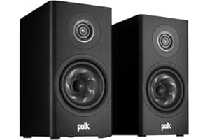 POLK AUDIO Polk Reserve R100 Small Bookshelf Speaker for Dynamic, Detailed Home Theater Audio, 1" Pinnacle Ring Tweeter & 5.25" Turbine Cone Woofer, Hi-Res, Dolby Atmos & IMAX Enhanced, Wall Mountable, Black