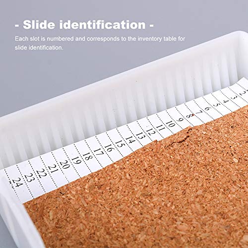 Slide Box, Plastic Cork Lined Microscope Slide Storage Box for 25 Slides