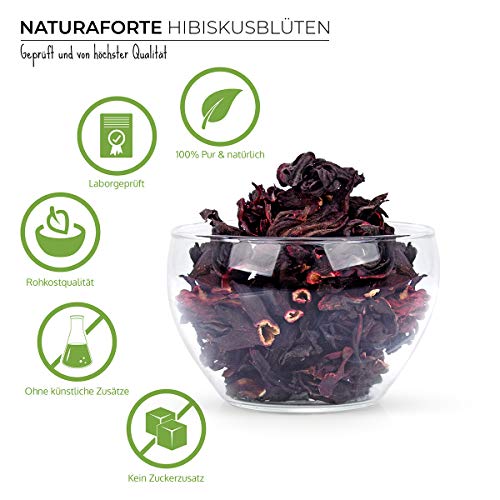 NaturaForte Hibiskusblüten getrocknet 1kg â Höchste Qualität, natürliche Hibiskus Blüten für Hibiskustee, fruchtig-säuerlicher Hibiscus Tee im Aroma-Beutel – Bild 3