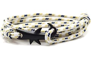 Heavstjer Fashion Plated Black Alloy Shark Tail Hook Colorful Rope Link Bracelet