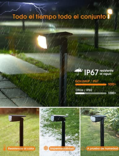 GOLUMUP 36 LED Solar Lights for Outdoor Garden Solar Spotlights Outdoor Waterproof IP67 Solar Lamps for Garden, Patio, Driveway, Pool and Camping – Warm White (6 Pieces)
