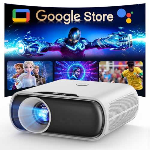 [Built-in Apps/GoogIe TV] Smart Projector 4K Supported, Goiaey C26 Mini Projector with HDR 10, WiFi Cast, GoogIe Voice, Native 1080P Portable Projector for Outdoor Movie/Home Theater