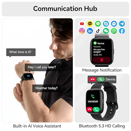 Smart Watch with Alexa Built-in, 1.83" HD Fitness Watch with Bluetooth Calling, New Smartwatch with Heart Rate/Sleep Monitor/Stress, 110+ Sports Modes, IP68 Waterproof Activity Tracker for Android iOS