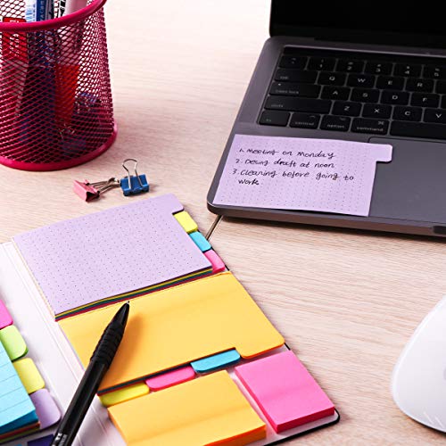 Sticky Notes by LE Papillion (386pcs), Prioritize Divider Sticky Notes Bundle Set with Color Coding - 60 Ruled Lined (3.8x5.9), 48 Dotted (3x3.8), 48 Blank(2.6x3.8), 40 Orange & Pink,150 Index Tabs