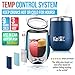 KelvZ 2 Pack Insulated Wine Tumbler with Lid | 12 oz Stemless Wine Glasses | 18/8 Stainless Steel Tumbler for Wine and Hot Drinks | Double Wall Vacuum Insulated Tumbler Wine Glass Set (Deep Ocean)