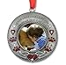 Pet Memorial Photo Ornament - Dog or Cat - Enameled & Jeweled with Red Hearts, Angel Wings & Paw Prints - Gift/Storage Bag Included - 3