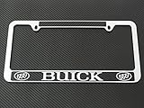 Buick license plate frame chrome metal, carbon fiber details, chrome text
