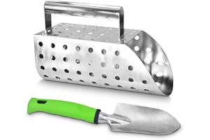 CKJSJ Stainless Steel Sand Scoop Kit, Stainless Steel Metal Detecting Sand Shovel - Used for Metal Detection and Treasure Hunting, Gift for Friends and Family. (shape2)