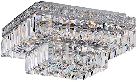 Giselleクローム仕上げ2 Tier Crystals Squareフラッシュマウントシャンデリア Symmetrix Co Jp