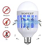 NOPEST Bug Zapper Light Bulb, 2 in 1 Mosquito Killer Lamp, Electronic Insect & Fly Killer, Built in Insect Trap, Fits in 110V E26/E27 Light Bulb Socket, Suit for Indoor Outdoor Porch Patio Backyard