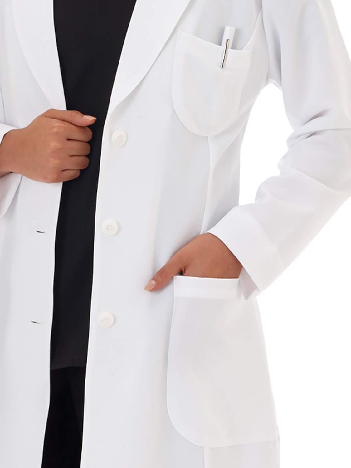 Meta Pro 885 Women's 35" Buckle Tri Blend Stretch Lab Coat: Clothing