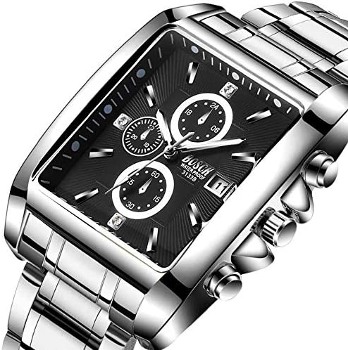 WWAVE Mens Stainless Steel Classic Luxury Casual Watches With Multifunctions Chronograph Sport Watches Waterproof Business Fashion Quartz Wrist Watch For Men