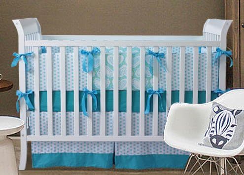 7 Pieces Set Blue Heart Baby Bedding Set Crib Bedding Set Nursery Crib Bumper bedding Fitted Sheet
