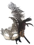 RedSkyTrader Womens Feathers and Lace Mask
