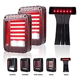 Liteway Jeep Wrangler LED Tail Light & Smoke Lens 3rd Brake Light for Jeep Wrangler JK 2007-2016, 2 Years Warranty