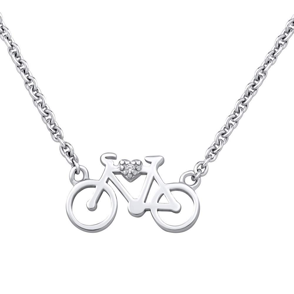 SILVEGO - MWN10983A - Women 925 Sterling Silver Necklace Bicycle