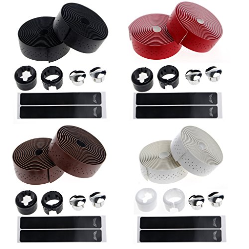 ULKEME 2x Bike Cycling Road Bike Sports Handlebar Tape Faux Leather Wrap +2 Bar Plug
