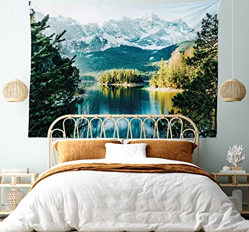 Ambesonne Landscape Tapestry, Mountain Lake in
