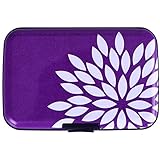 HDE RFID Credit Card Holder Front Pocket Hard Shell RFID Wallets for Women (Purple Flower)