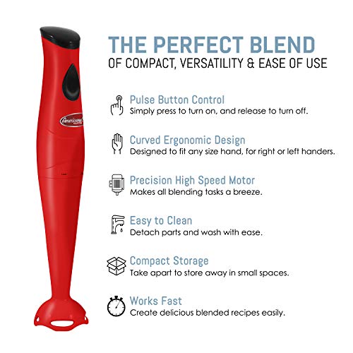 Elite Gourmet EHB2425R Electric Immersion Hand Blender, Mixer, Chopper