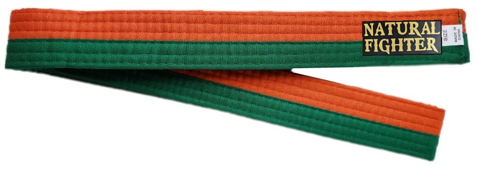 MMASPORT The Fight Evolution Karate Belt Judo Aikido Taekwondo Martial Arts Belt in Basic Cotton (Orange/Green, 260)