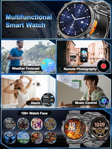 Men's GPS Smart Watch, 1.6 Inch AMOLED Touch Screen, Military Smart Watch, Bluetooth Calls/ChatGPT/IA/100+ Sports Modes, Men's Android iOS Sports Watch