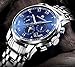 VIGOROSO Men's Business Quartz Analog Date Waterproof Luxury Stainless Steel Wrist Watch(Blue)