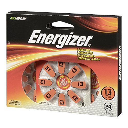 Energizer AZ13DP-24 EZ Turn and Lock Hearing Aid Size 13 Batteries, 24-Pack