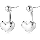 STAYLOVE Small Heart Earrings for Women 925 Sterling Silver Post 14K Gold Plated Mini Ball Stud Ear Jacket Heart Drop Dangle Earrings for Women