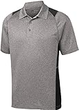 DRI-EQUIP Moisture Wicking 2-Color Athletic Polo, Medium, Heather and Black