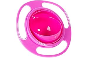 ESH7 Gyro Bowl Funny 360 Degree Rotate Spill-Proof Bowl with Lid Feeding Without Mess (Rose)