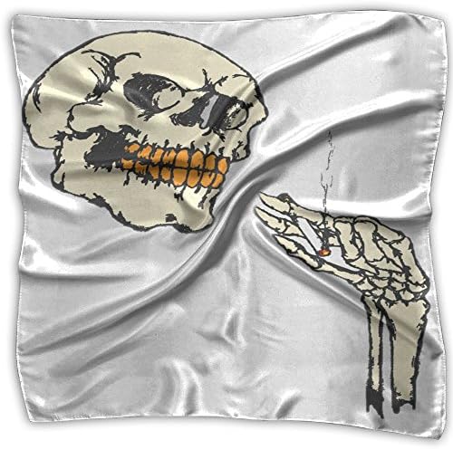 Faintkeeper Smoking Skull With Yellow Teeth Women Soft Scarf Silk Scarf Neckerchief