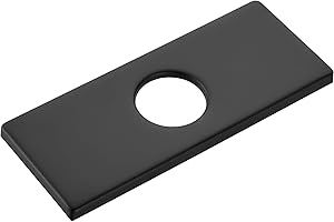 Midanya 6 Inch Sink Hole Cover Deck Plate,Faucet Deck Plate for 1 or 3 Hole Bathroom Kitchen Sink Faucet,Decorative Cover SUS304 Stainless Steel Vessel Vanity Sink Faucet,Rectangle,Matte Black