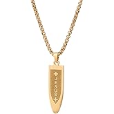 Stainless Steel Cross Pendant Gold Bullet Necklace for Women Men Lord Jesus Necklaces Personality Religious Jewelry Gift
