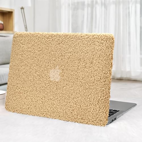 Photo 1 of Ksriylm Compatible with MacBook Air 13 Inch Case2022 2021 2020 2019 2018 Release A1932 A2179 M1 A2337 Touch ID, Fluffy Fuzzy Plush Downy Plastic Hard Shell Case?Transparent Keyboard Cover,Brown