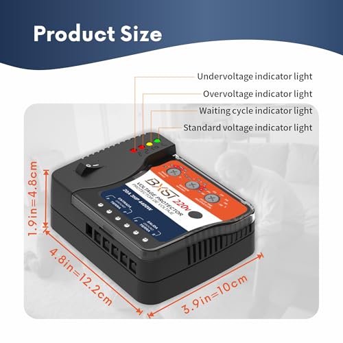 BXST Protección contra sobretensión y de cableado para nevera, TV, 4400W, electrodomésticos, aire acondicionado, inversor, mini split, ajustable, sobre/bajo voltaje y tiempo de retardo, voltaje 20A