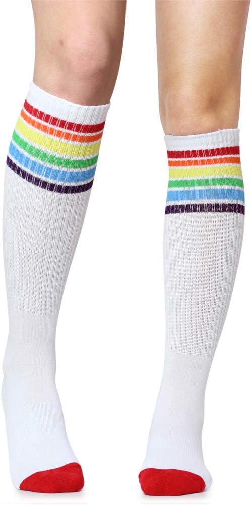 juDanzyPremium Striped Adult Knee High Tall Athletic Skater Tube Socks